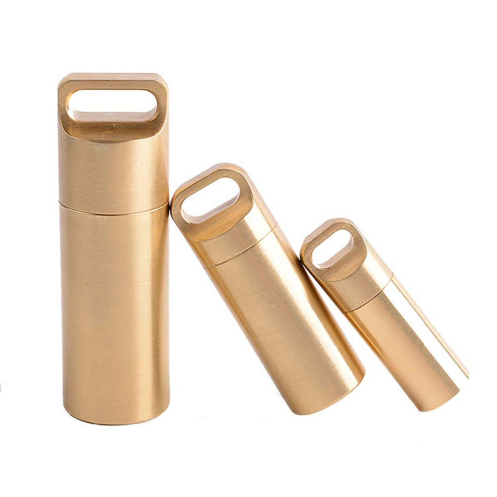 Pill Fob Capsule - Ottone Ermetico Contenitore di Stoccaggio A